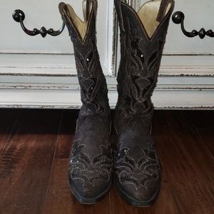 Corral Ladies Brown/Black Sequin Inlay Boot R1152